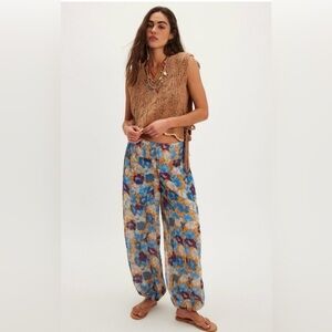 NWT Free People Misty Printed Bubble Pant - Blue Combo